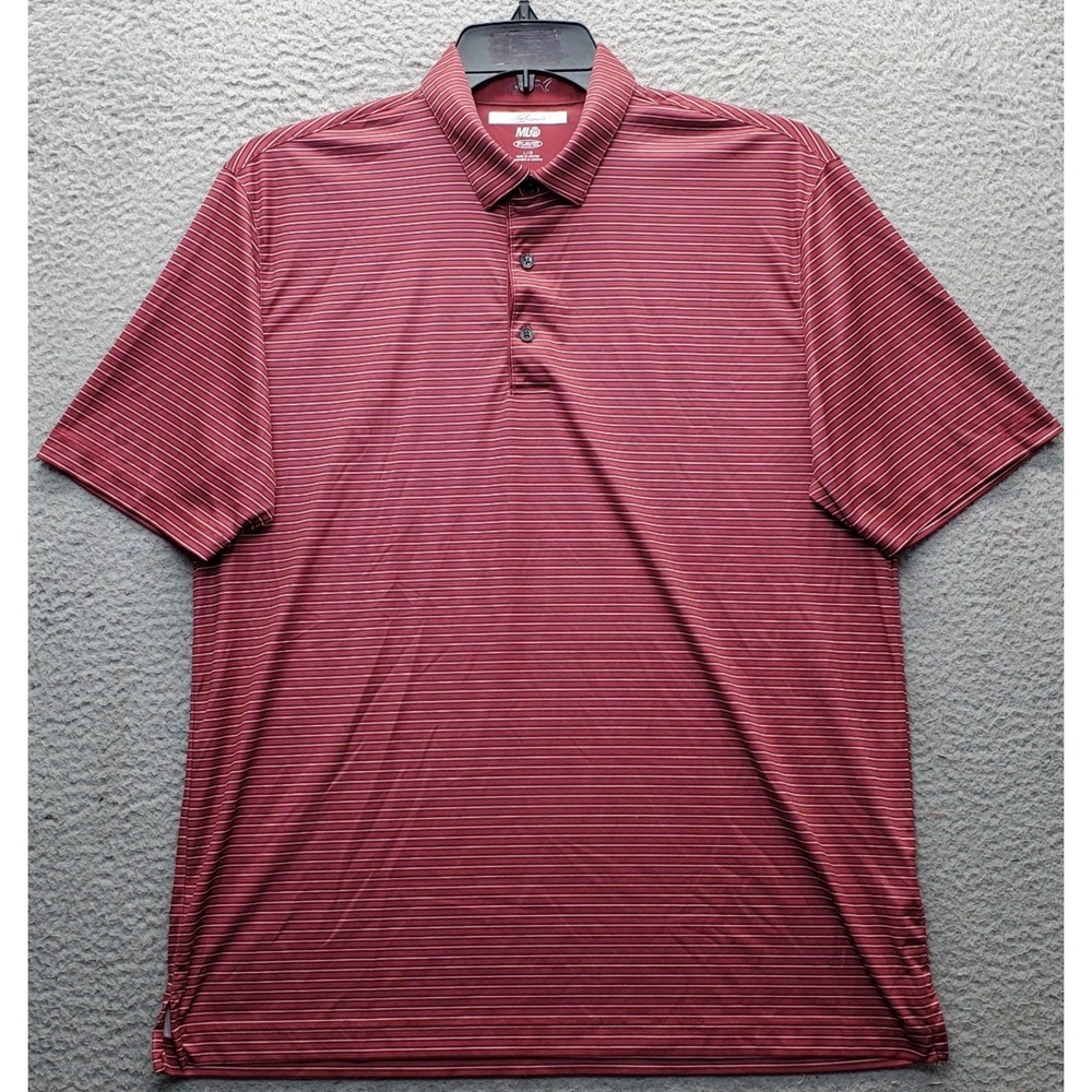 Greg Norman ML75 Polo Shirt Mens L‎ Multi Striped Short Sleeve Popover Play Dry